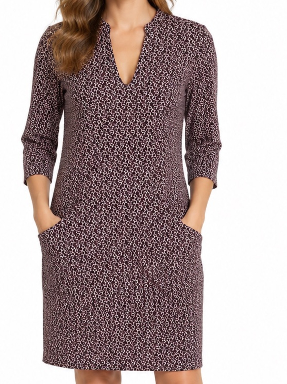 Boden Floral Cotton Stretch Tunic Dress Brown Pink Size 8R
